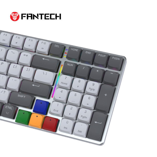 Fantech MAXFIT AIR99 Low-Profile Mechanical Wirless Gaming Keyboard, Ultra-Thin 95% Aluminium Mechanical Keyboard, ARGB, Bluetooth 5.0/2.4GHz/USB-C Wired, Grey Aluminium, (Red Switch). - Image 3