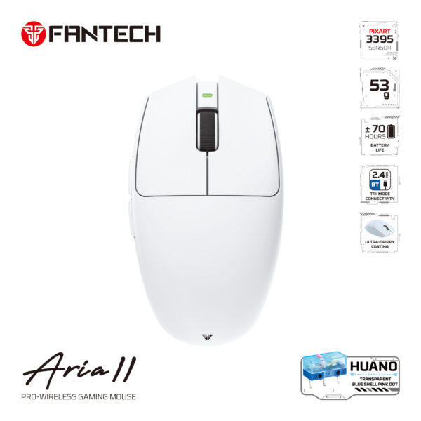 Fantech Aria II Pro Wireless Gaming Mouse, 3395 Sensor, 53g Ultra-Light, 70Hr Battery Life, Tri-Mode Connectivity, Mac/Win. - Image 8