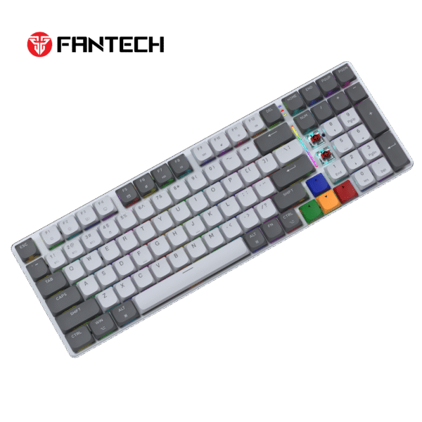 Fantech MAXFIT AIR99 Low-Profile Mechanical Wirless Gaming Keyboard, Ultra-Thin 95% Aluminium Mechanical Keyboard, ARGB, Bluetooth 5.0/2.4GHz/USB-C Wired, Grey Aluminium, (Red Switch). - Image 2