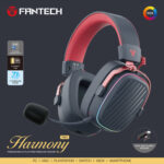 Fantech Harmony Pro WHG02P Gaming Wireless Headset, 7.1 Surround Sound, RGB, 90-Hour Battery, Multi-Platform Compatible, 50mm Driver, Detachable Mic, Pc/Mac/playstation/smartphone