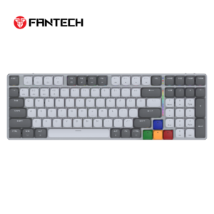 Fantech MAXFIT AIR99 Low-Profile Mechanical Wirless Gaming Keyboard, Ultra-Thin 95% Aluminium Mechanical Keyboard, ARGB, Bluetooth 5.0/2.4GHz/USB-C Wired, Grey Aluminium, (Red Switch).